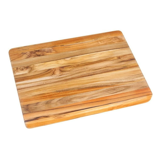 Solid Teak Cutting Board Rectangular Edge Grain with Custom Hand Grips and Exclusive No Skid No Mar Feet. By Teak For Less 20x15x1.5 Inches 